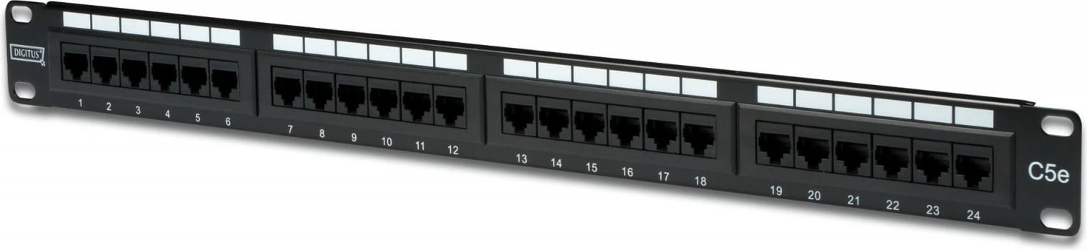 Patch panel Digitus DN-91524U, 24 porta, Cat 5e, 1U, 19", zi