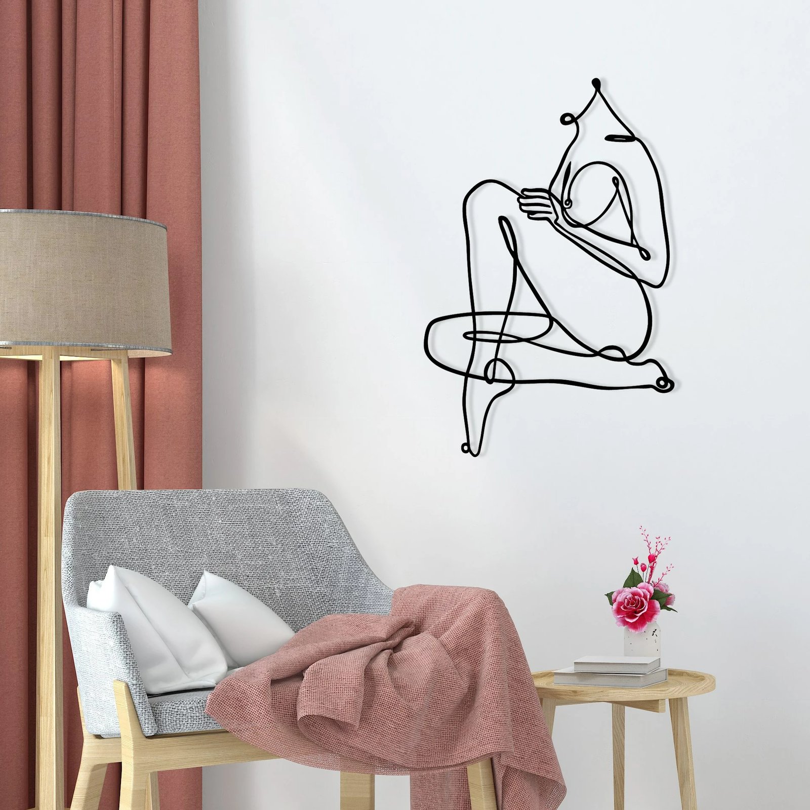 Aksesor dekorativ metalik për mur, Wallity Bello, ngjyrë e zezë