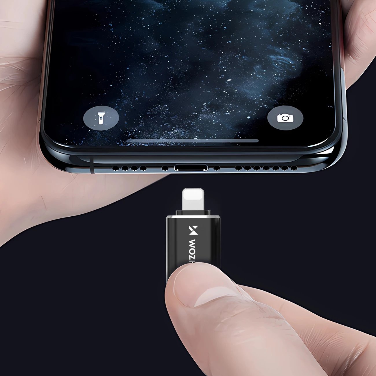 Adapter Lightning në USB-C, Wozinsky WALC-01, karikim i shpejtë dhe sinkronizim, trup alumini, e zezë