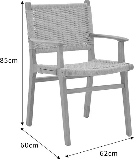 Karrige me krahë Olivier, dru fagu natyral, litar natyral, 62x60x85cm, set prej 2 copë