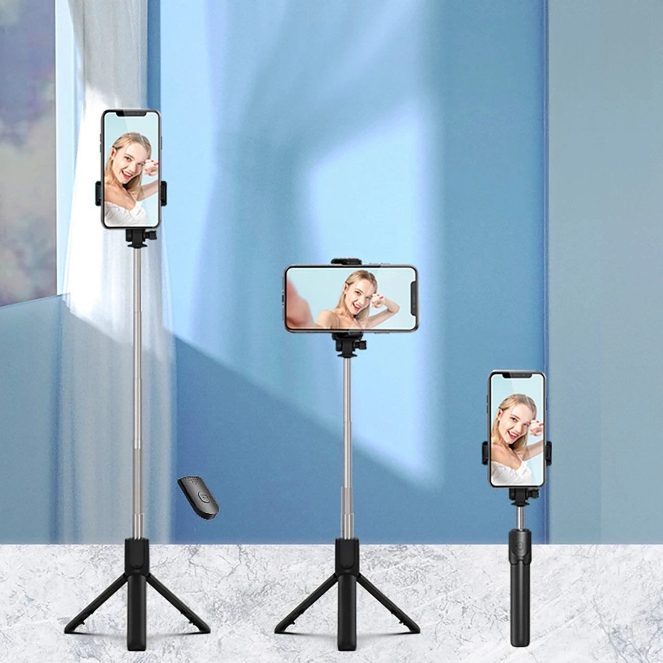 Selfie stick Hurtel WRY1S me tripod, për telefon, 67 cm, e zezë