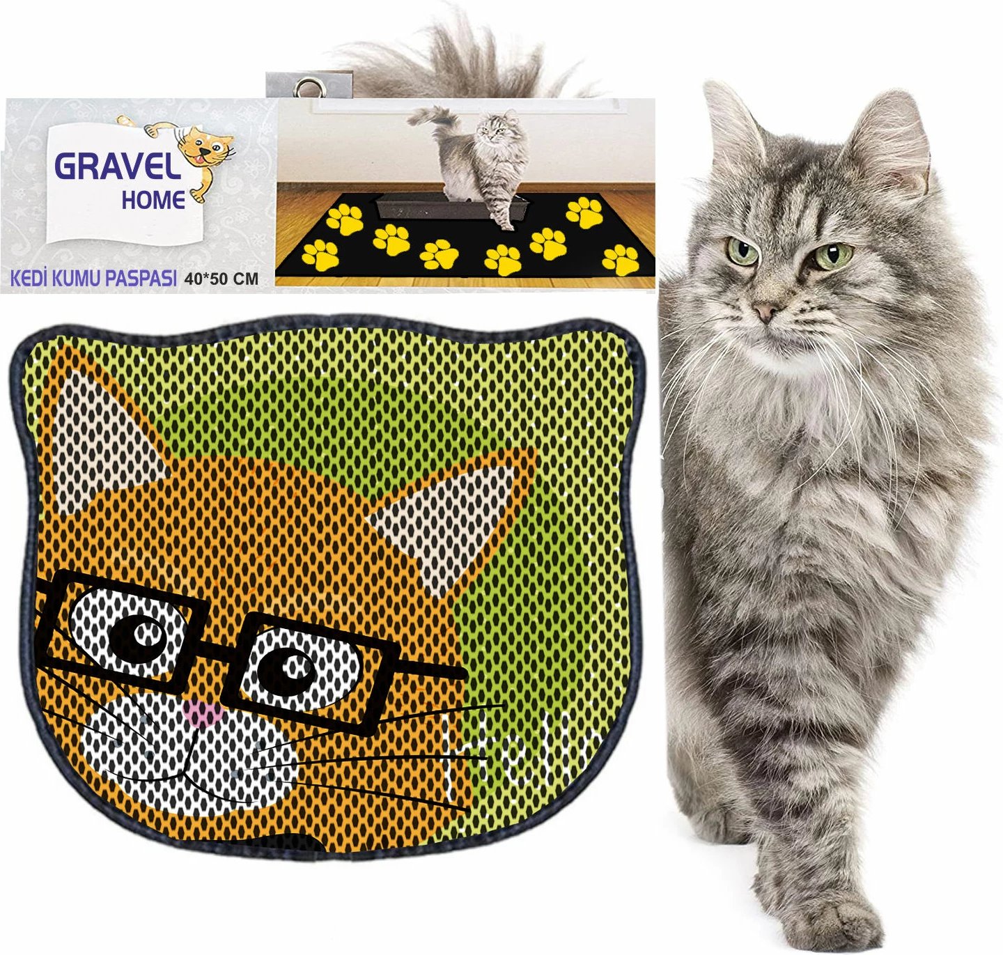Tapet për rërë mace, shumëngjyrësh, Paws & Whiskers, Kdkafa0144, 40x50cm
