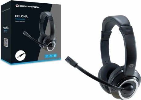 Kufje Conceptronic Headset Klinke Mikro, kabllo 2m, e zezë