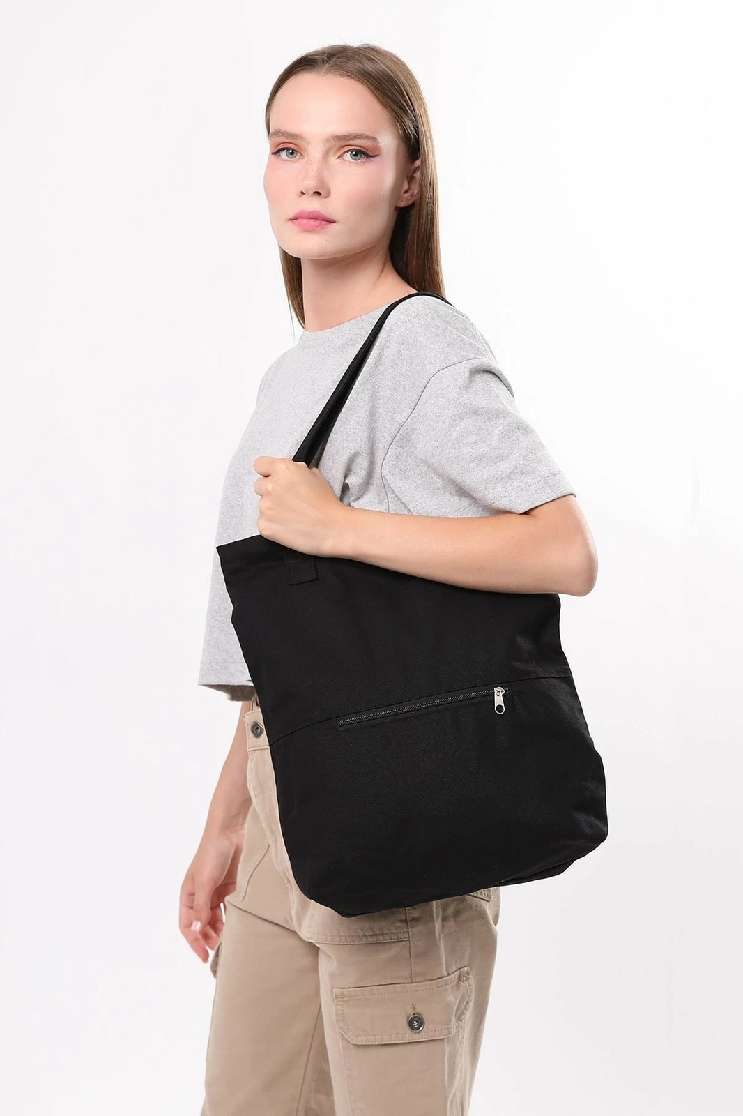 Çantë tote Zoozie Bags, e zezë, 35x40x8cm
