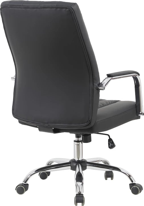 Karrige zyre për drejtor, Mido, lëkurë sintetike e zezë, 58x71x100-106cm