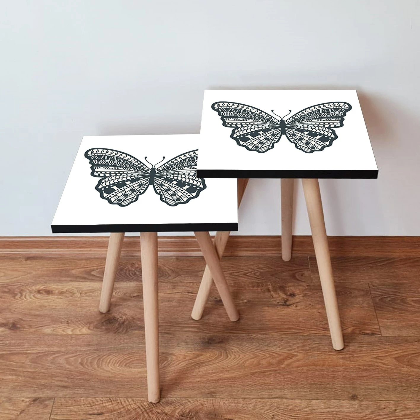 Set tavolinash të mbivendosura, Skye Decor, 2 copë, e zezë