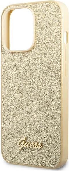 Mbështjellës Guess GUHCP14LHGGSHD për iPhone 14 Pro 6.1", hardcase, Glitter Script, ari