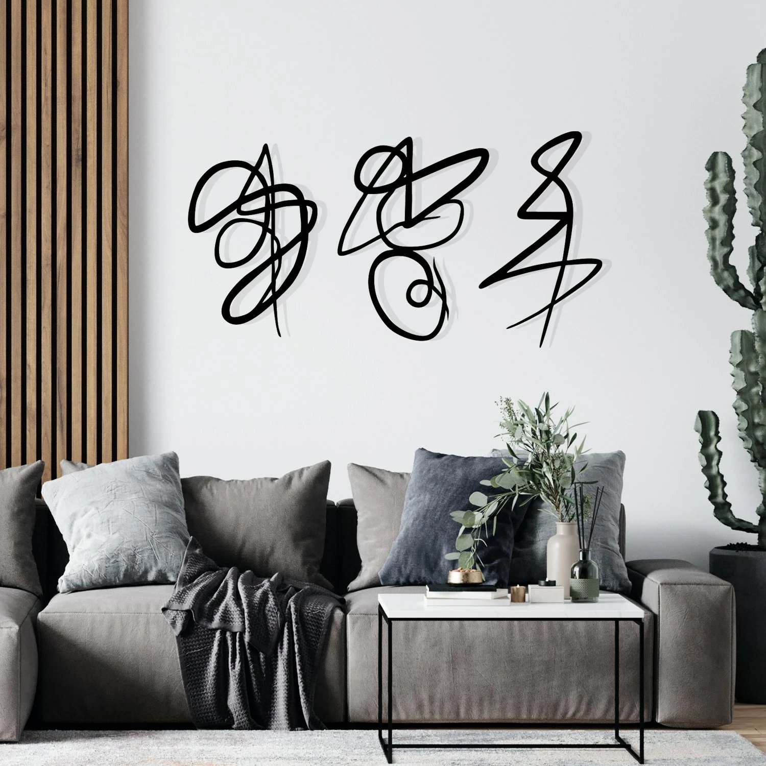 Aksesor dekorativ metalik për mur, Wallity, Tramonto, ngjyrë e zezë