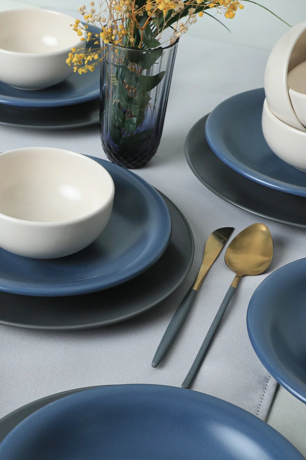 Set enësh për drekë, qeramikë, 18 copë, Hermia Concept, blu dhe bardhë, X0001509700000000000000000