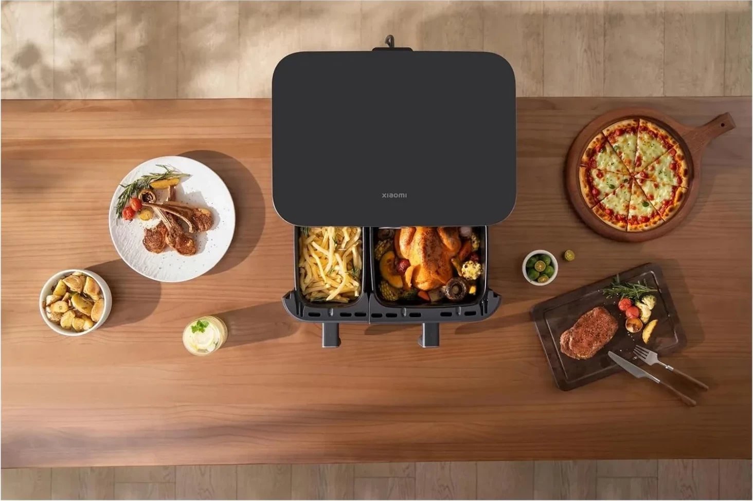 Fryer ajri Xiaomi Dual Zone 10L, aplikacion, dy shporta, e zezë