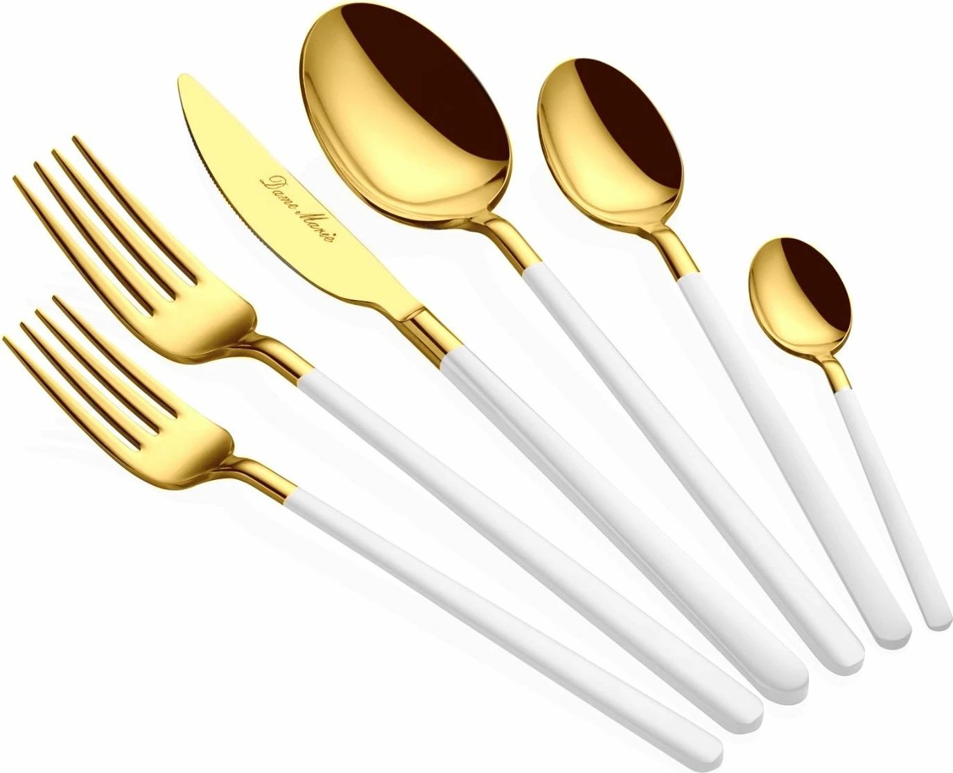 Set lugë, pirunë e thika (36 copë), Hermia Concept, Allegra, ngjyrë ari dhe e bardhë