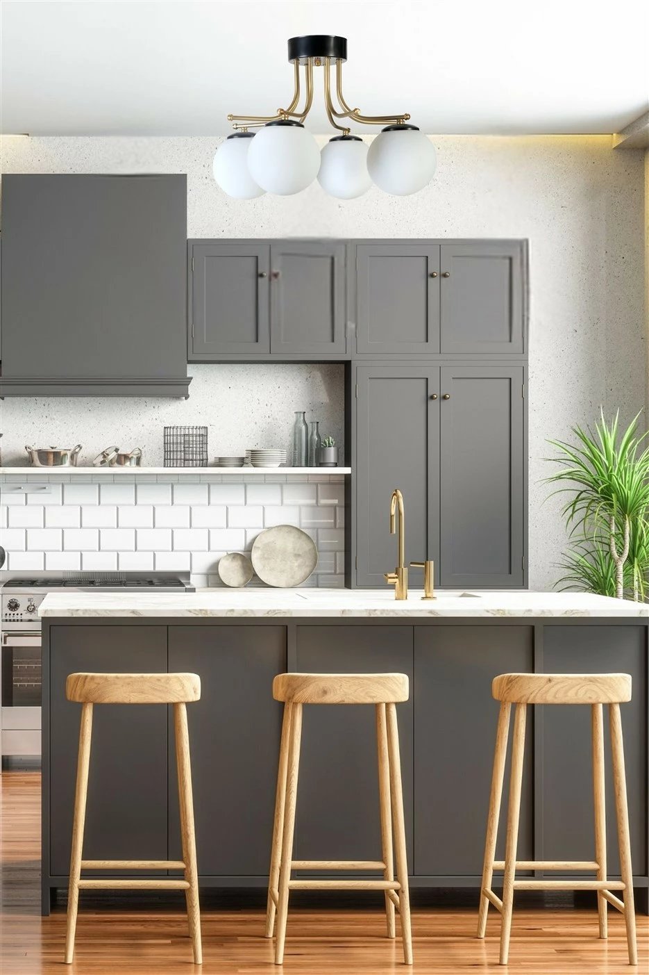 Llambë tavani Opviq, 8791-4, trup metalik, ngjyrë e zezë dhe e bardhë, 50x32cm