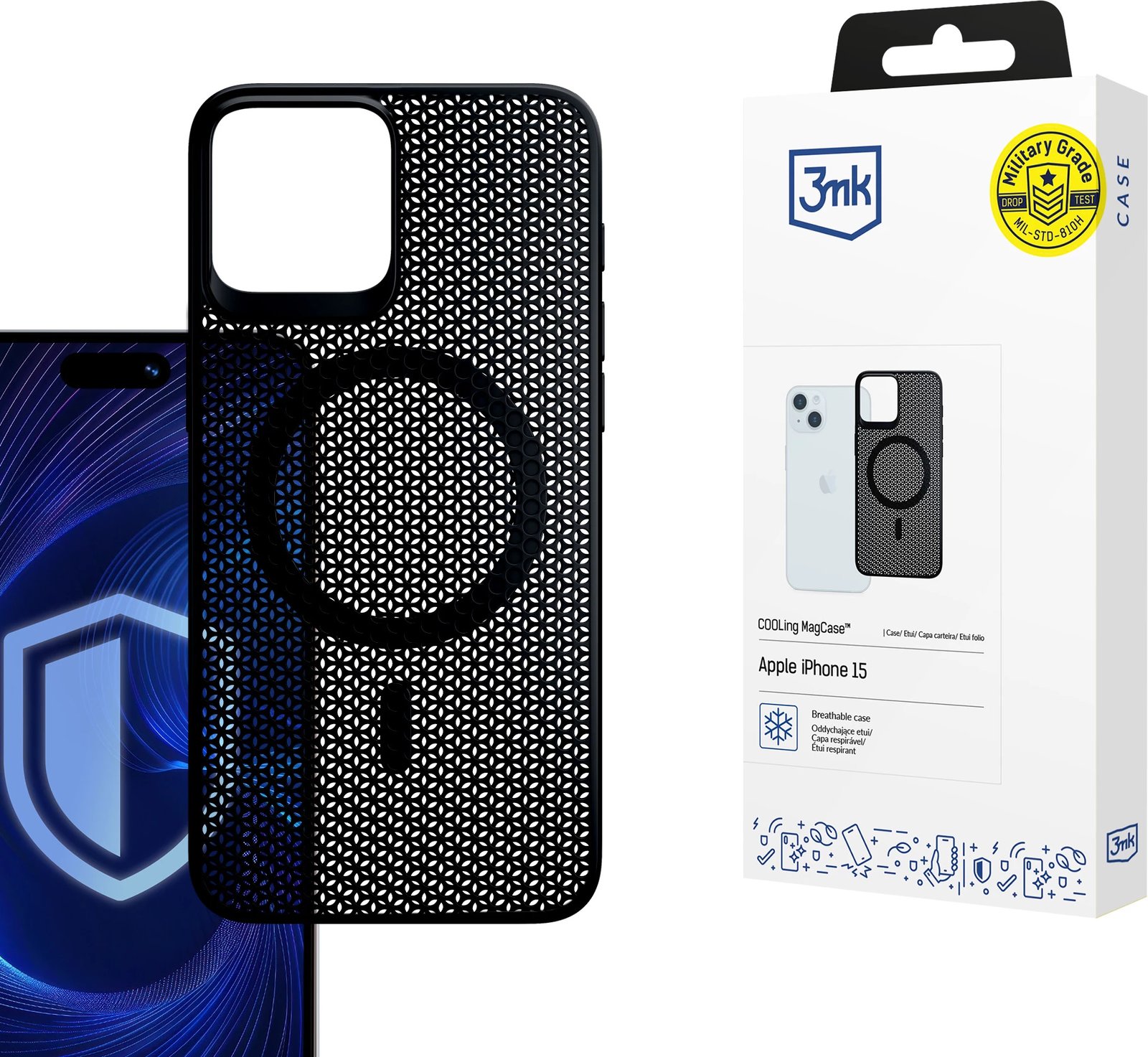 Mbështjellës 3mk COOLing MagCase për iPhone 15, i zi