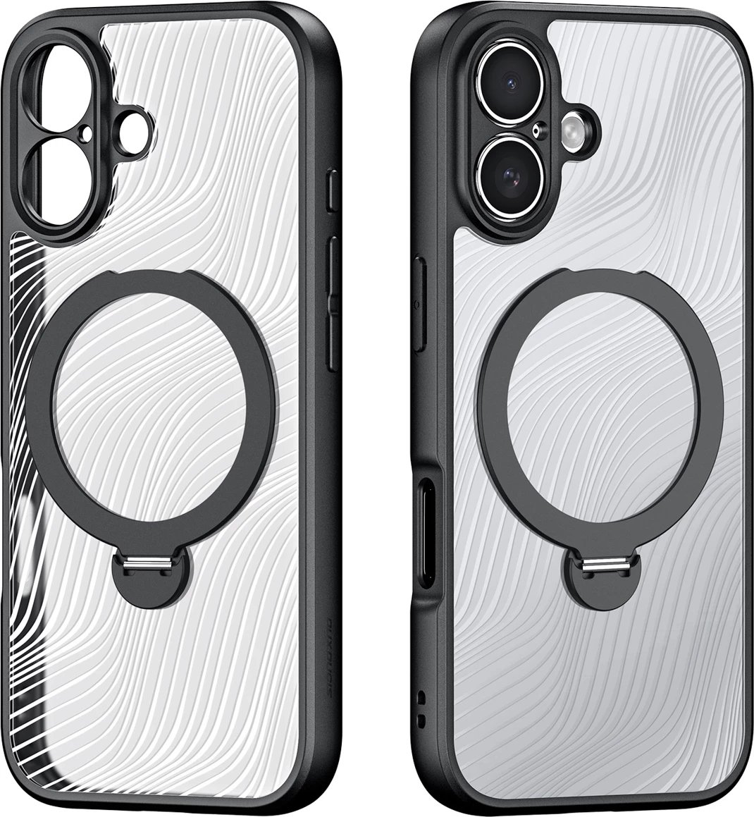 Mbështjellës Dux Ducis Aimo Mag për iPhone 17, me unazë magnetike dhe mbajtëse, i zi