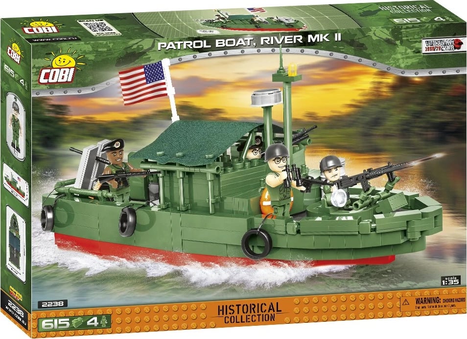 Set blloqesh Cobi Klocki Patrol Boat River Mk II, 615 pjesë, jeshile, për fëmijë