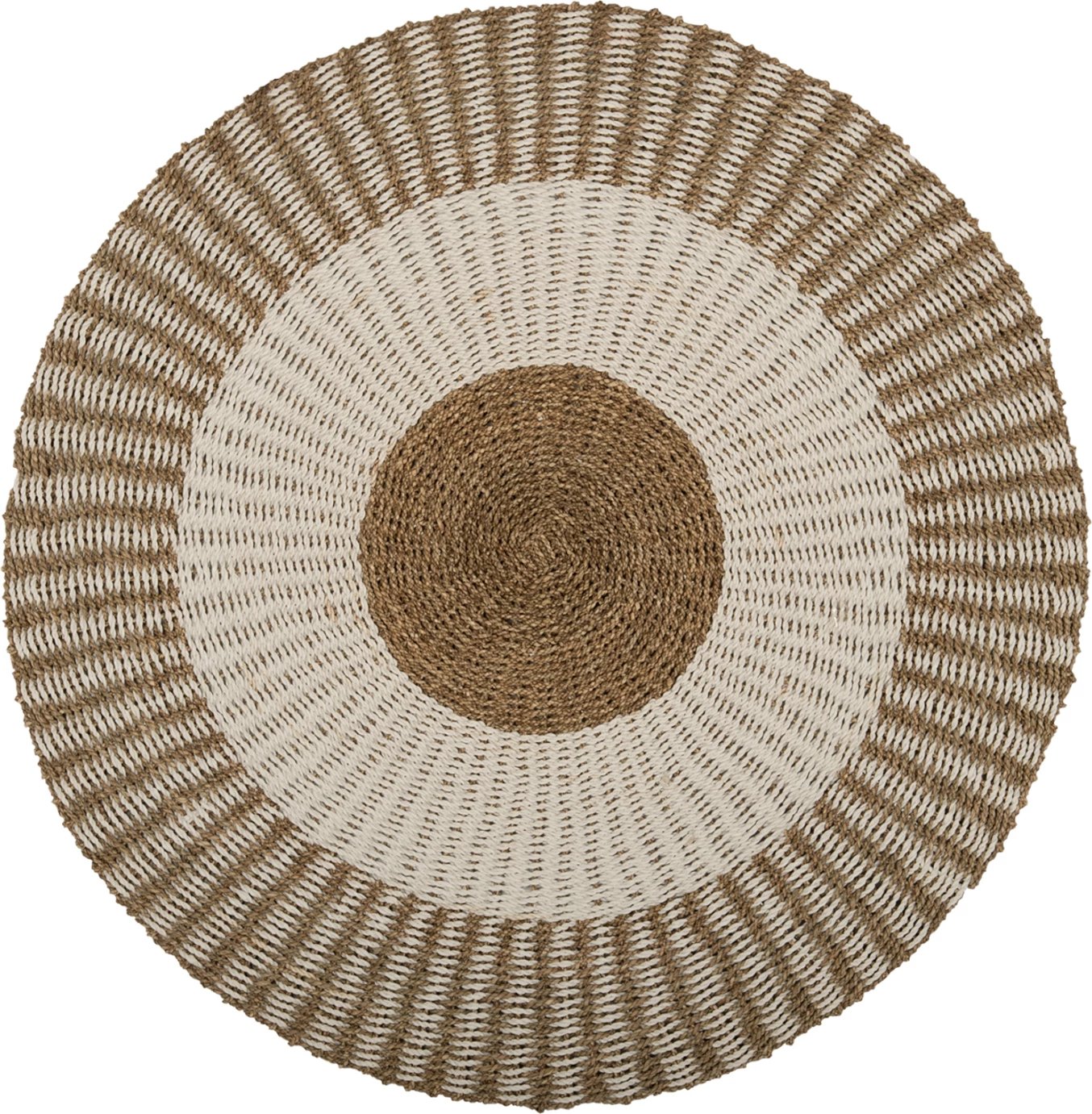 Tapet i rrumbullakët KIRKI, fibra natyrale seagrass, ngjyrë bardhë-natyrale, Φ150 cm