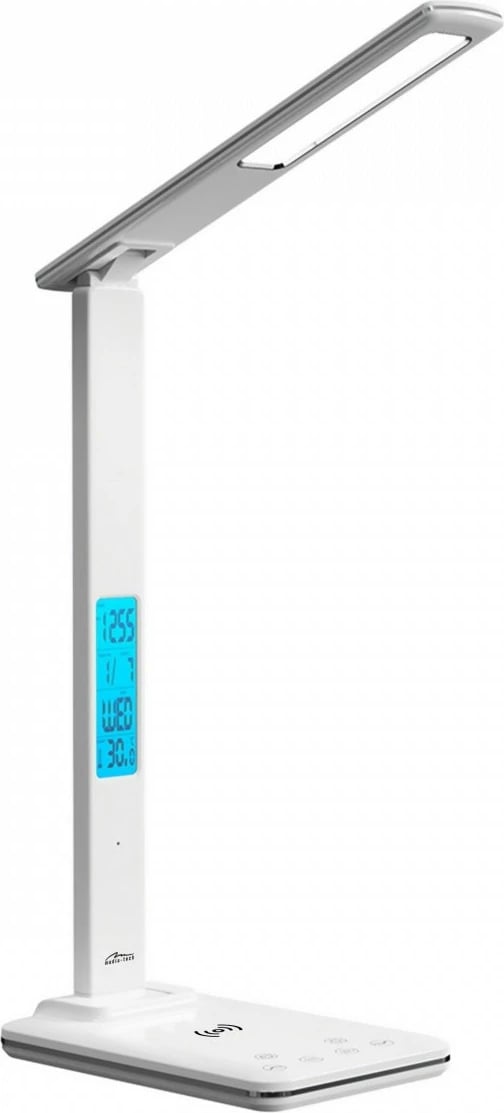 Llambë tavoline Media-Tech MT222 me karikues wireless, LED display, Bardhë