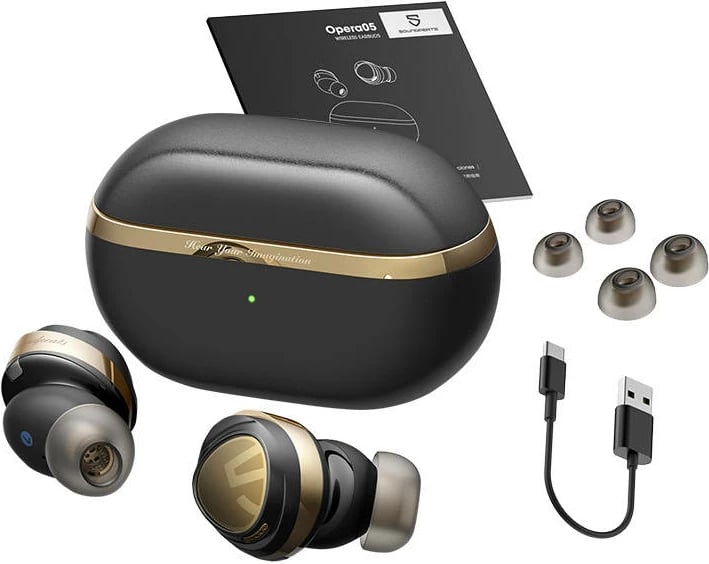 Kufje TWS Soundpeats Opera05, Bluetooth 5.3, LDAC, Hi-Res, të zeza
