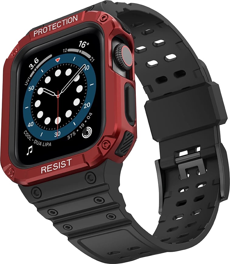 Rrip me mbështjellës për Apple Watch Hurtel Protect Strap Band, 41/40/38mm, i zi/kuq