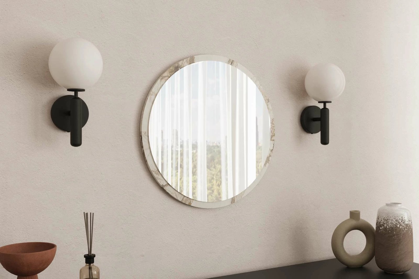 Pasqyrë dekorative, ngjyrë mermeri, Skye Decor, 60x60cm