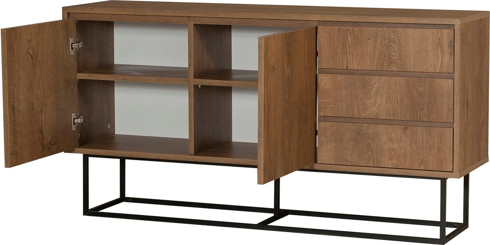 Set mobiljesh për dhomë dite, ngjyrë arre dhe e zezë, Laxus Takım 22, Skye Decor