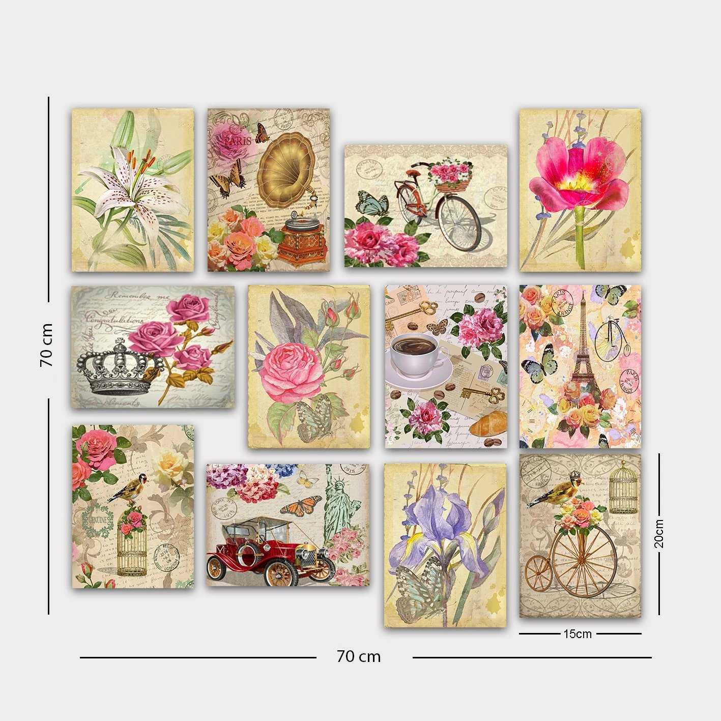 Piktura dekorative MDF (12 copë), Wallity, 12MDF31YS