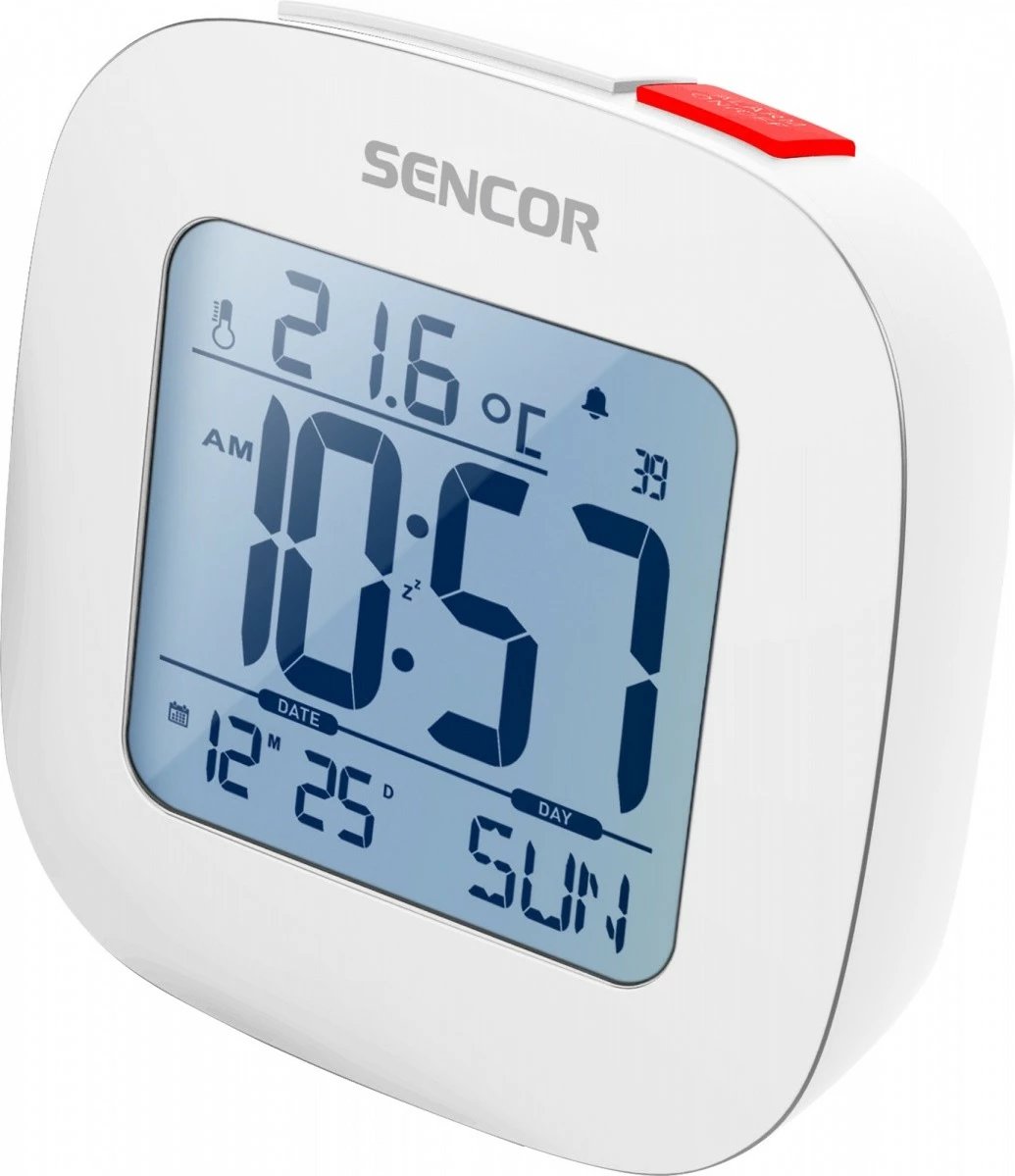 Orë alarmi digjitale Sencor SDC 1200 W me termometër, e bardhë