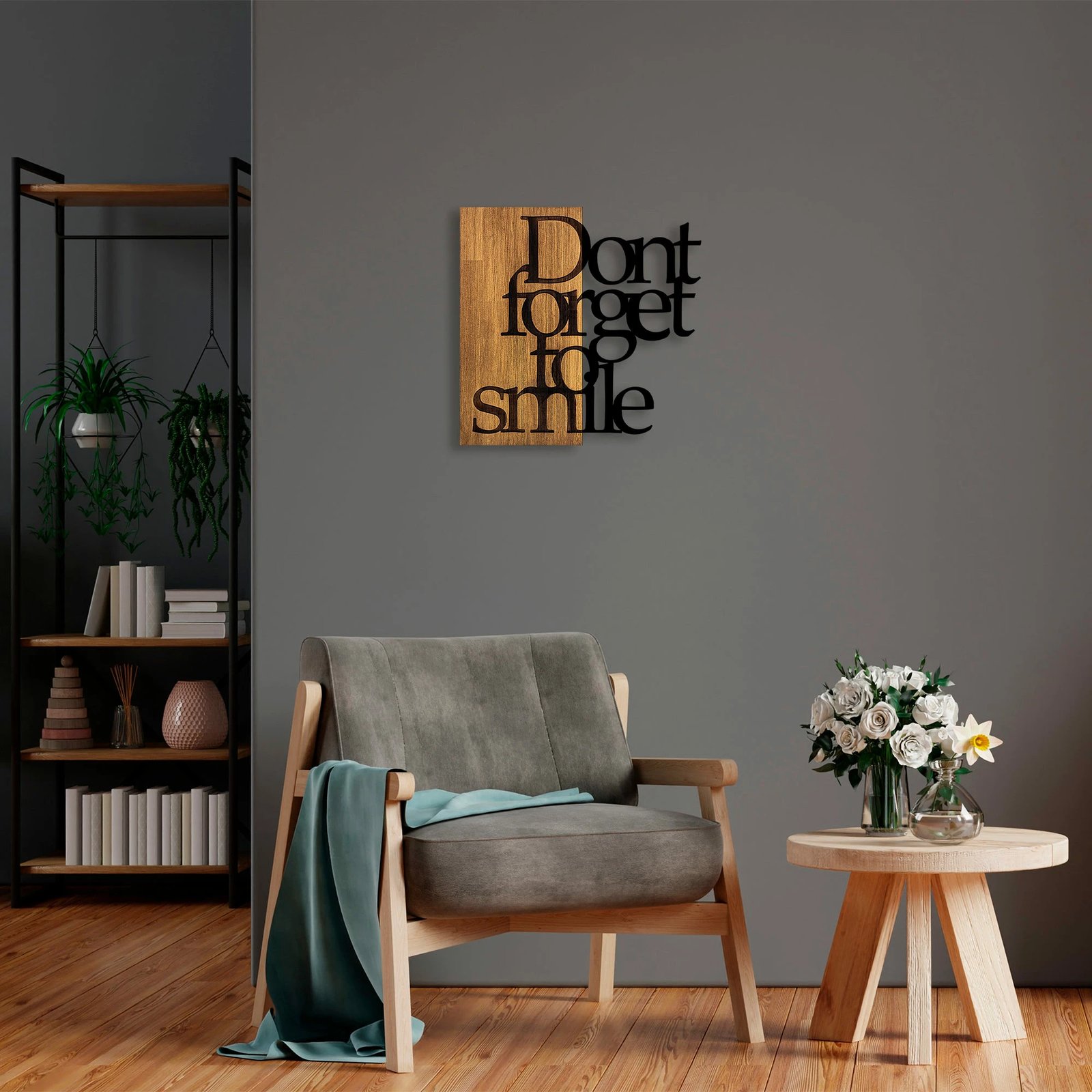 Aksesor dekorativ prej druri për mur, Wallity, MA-287, ngjyrë arre dhe e zezë