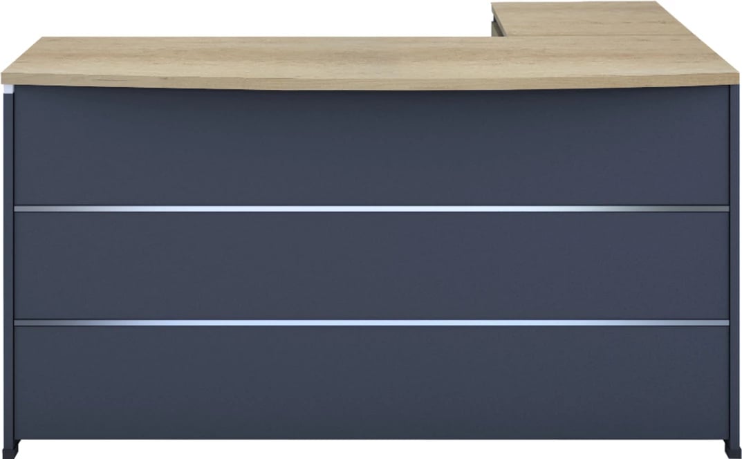Tavolinë këndi për zyre, ngjyrë lis-antracit, Lotus, 180x160x75cm