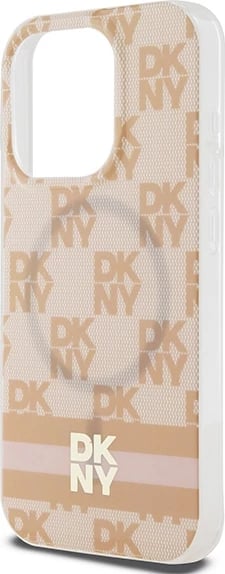 Mbështjellës DKNY IML Checkered Mono Pattern & Printed Stripes MagSafe për iPhone 15 Pro, rozë