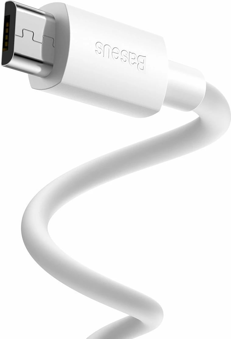 Set kabllo Baseus Simple Wisdom, USB-A në MicroUSB, 1.5m, 2 copë, Bardhë