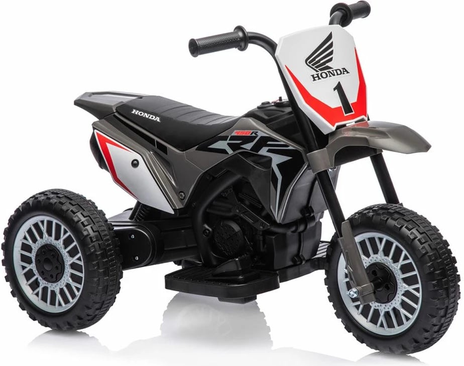 Moto elektrike fëmijësh, Milly Mally Honda CRF 450R, 6V 4.5Ah 30W, shpejtësi 2.5-3 km/h, ngarkesa 25 kg, gri