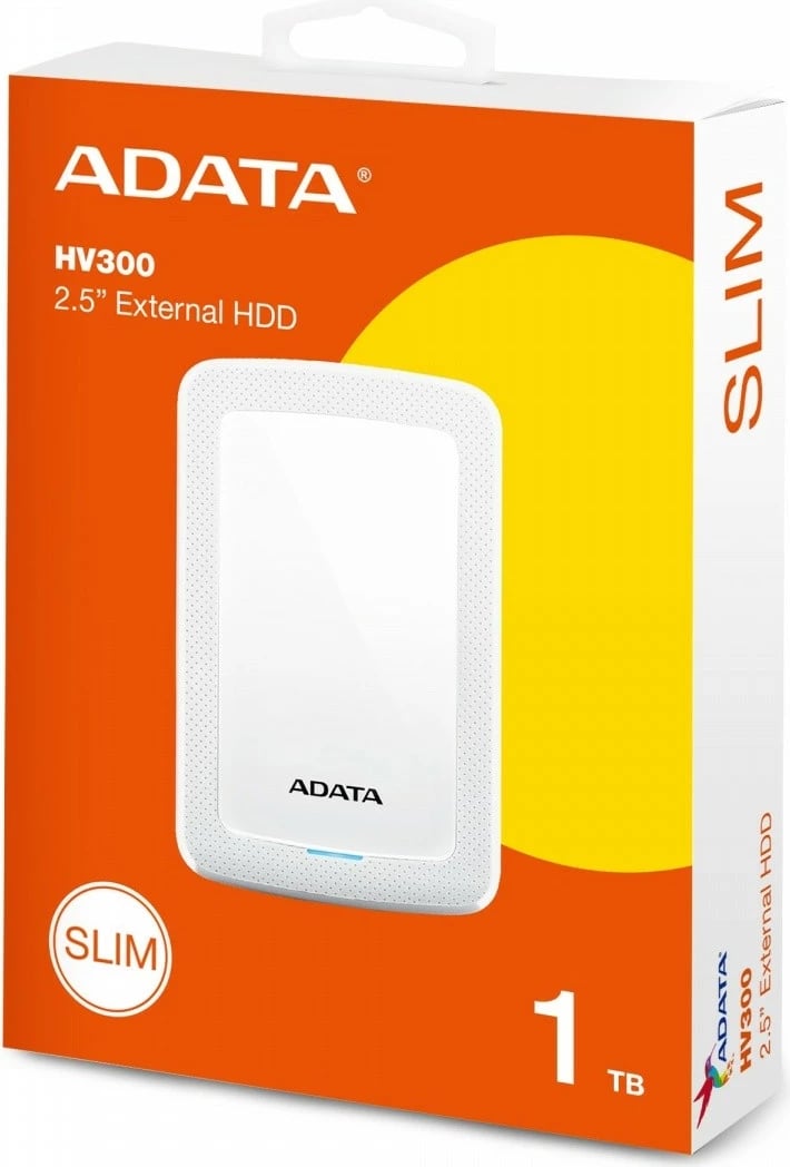 Hard disk i jashtëm Adata DashDrive HV300, 1TB, 2.5", USB 3.1, Bardhë