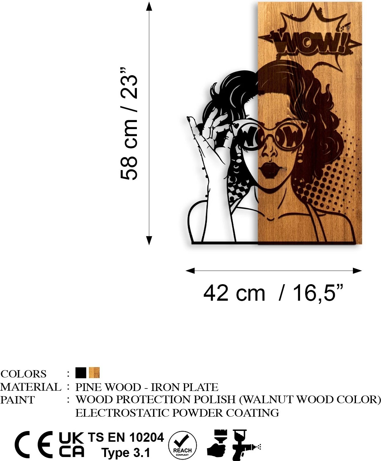 Aksesor dekorativ muri prej druri, Wallity, Wow