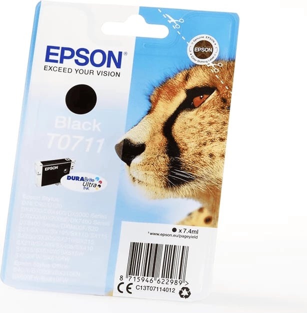 Kartrixh boje, Epson, T0711 C13T07114012, 7.4 ml 245 faqe, e zezë