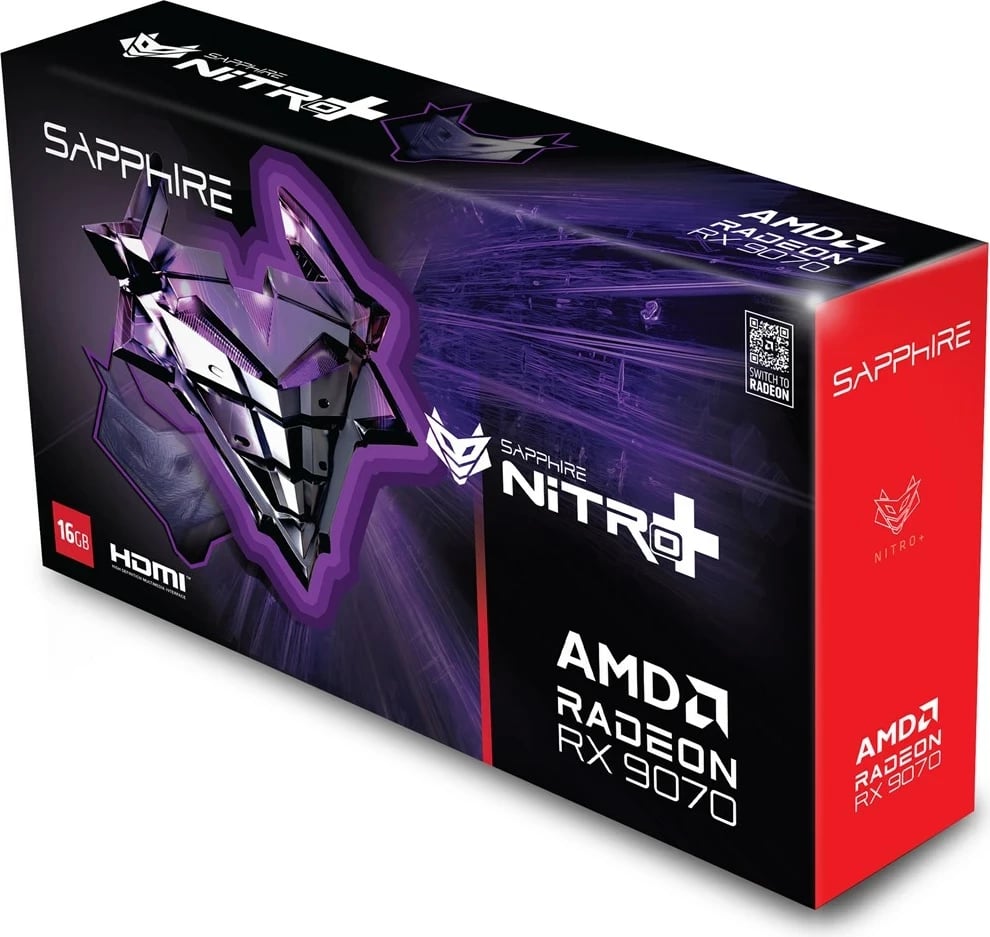 Kartelë grafike Sapphire NITRO+ Radeon RX 9070, 16 GB GDDR6, Gri