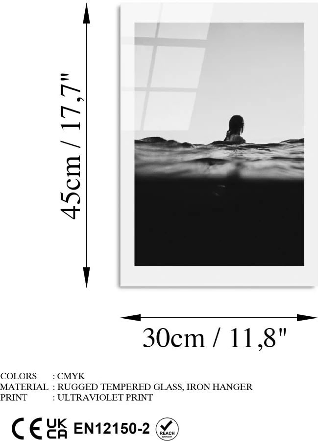 Pikturë dekorative prej xhami të temperuar, Wallity, UV-989, 30x45cm