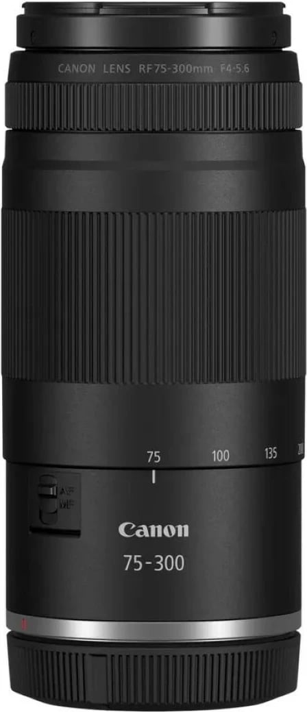 Kamerë pa pasqyrë Canon EOS R100 me dy lente RF-S 18-45mm dhe RF 75-300mm, e zezë