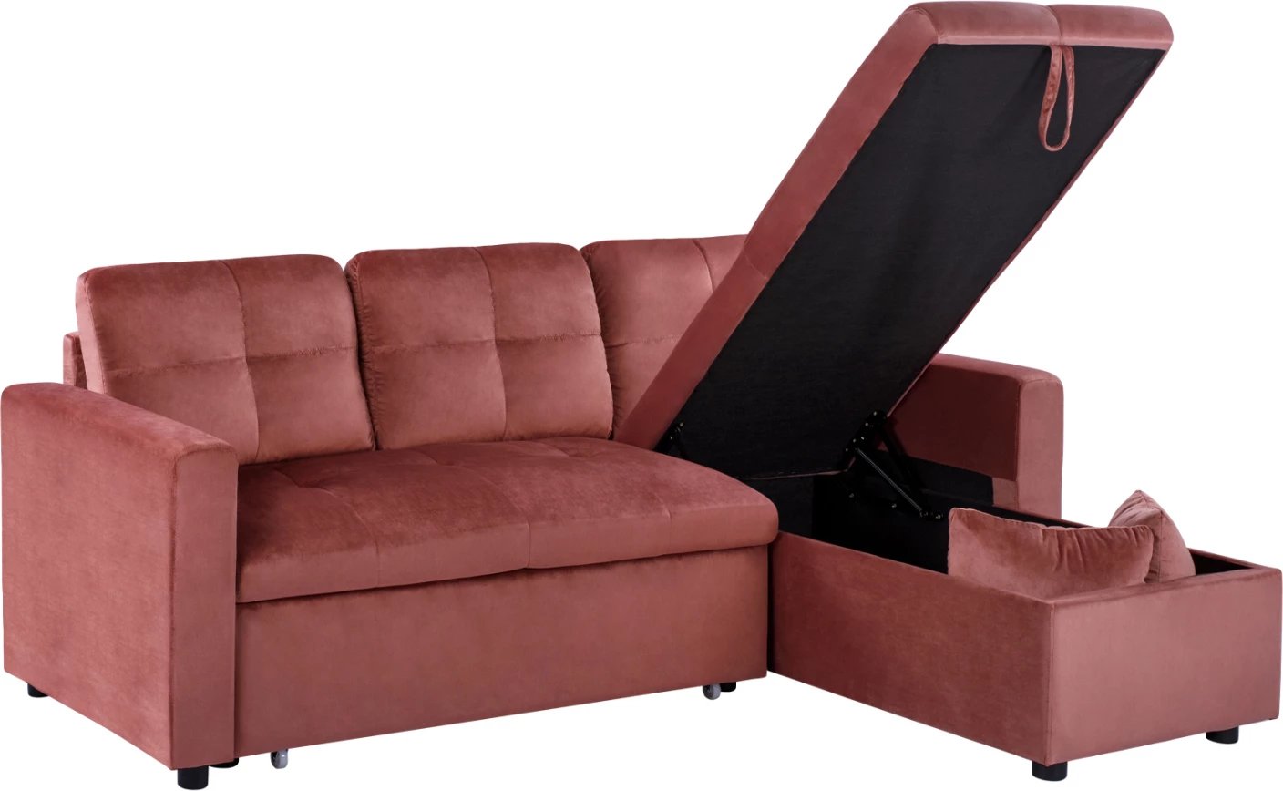 Divan qoshe me shtrat, ngjyrë rozë e zbehtë, FH3028.12, 224x147x85 cm