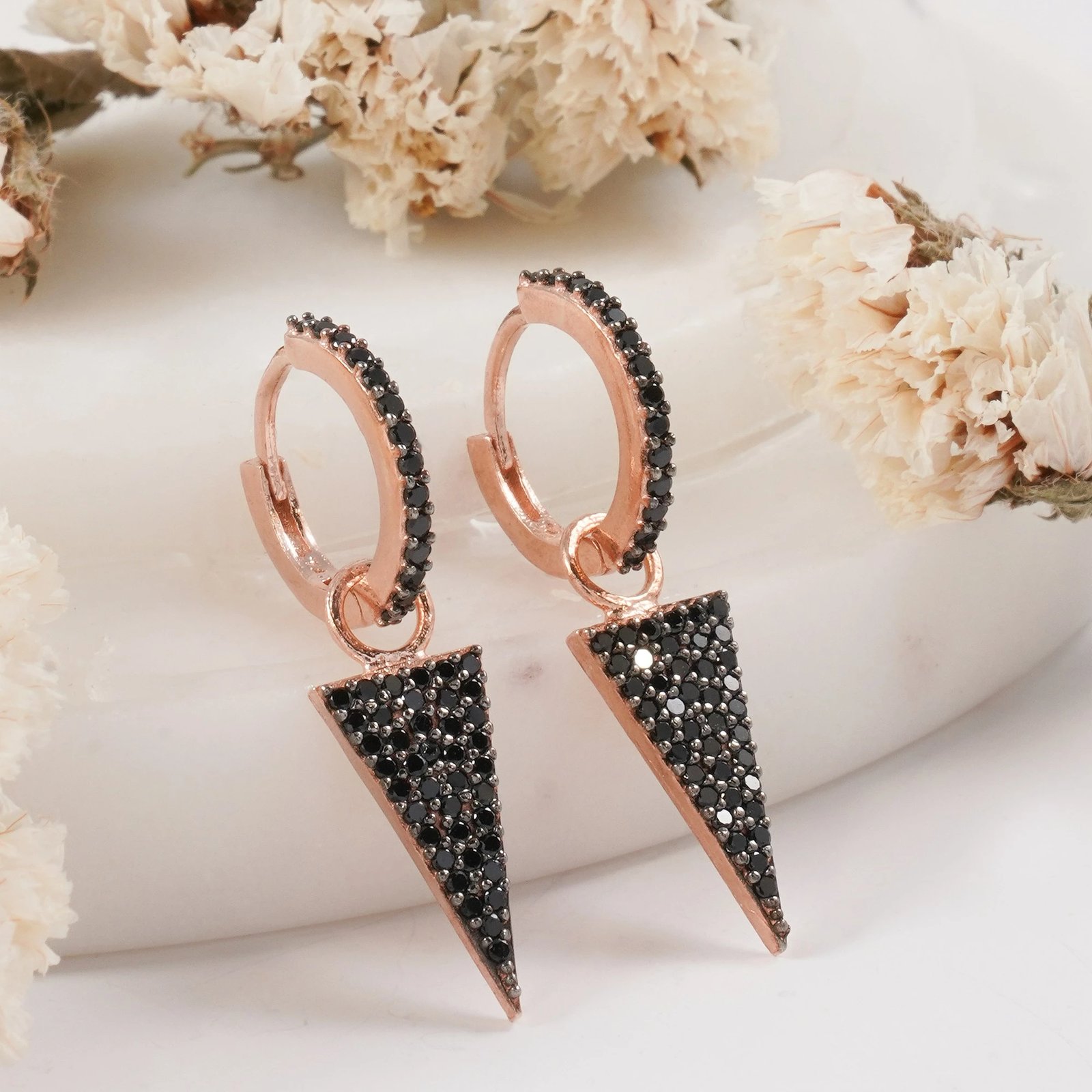 Vathë argjendi Jumeon, ngjyrë rozë ari dhe e zezë, 27mm, 10319SIYAH