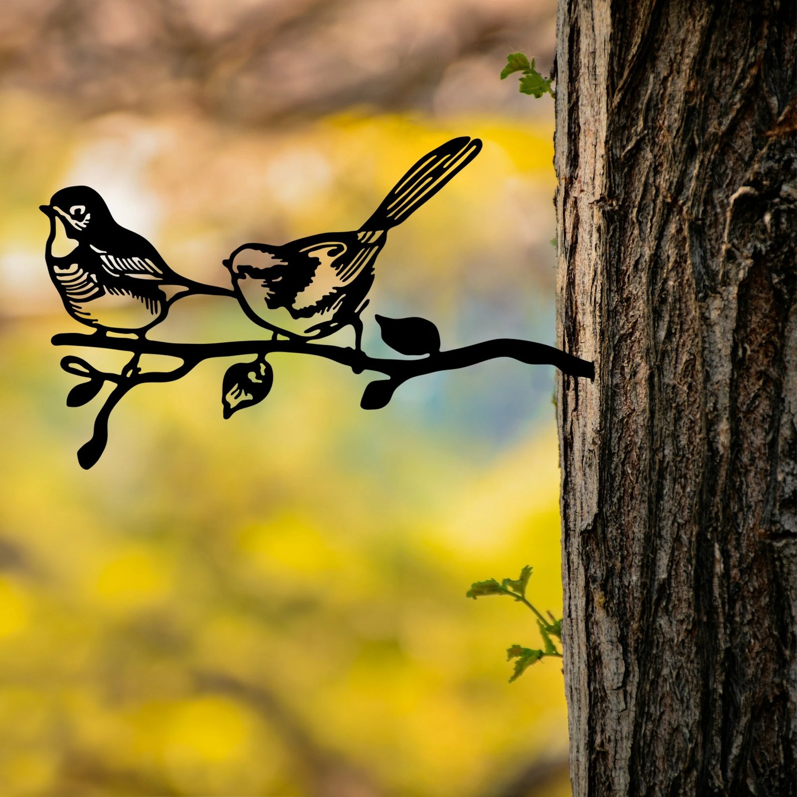 Dekor për kopsht, zog në degë, ngjyrë e zezë, Aberto Design, 50x26cm