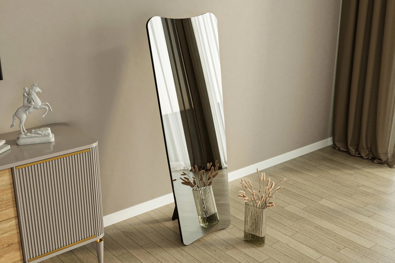 Pasqyrë Hanah Home, Vitros, ngjyrë e zezë, 55x150x2.2cm