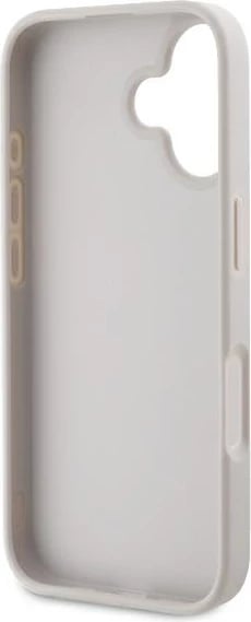 Mbështjellës Guess Leather Metal Logo Strass për iPhone 16, Rozë