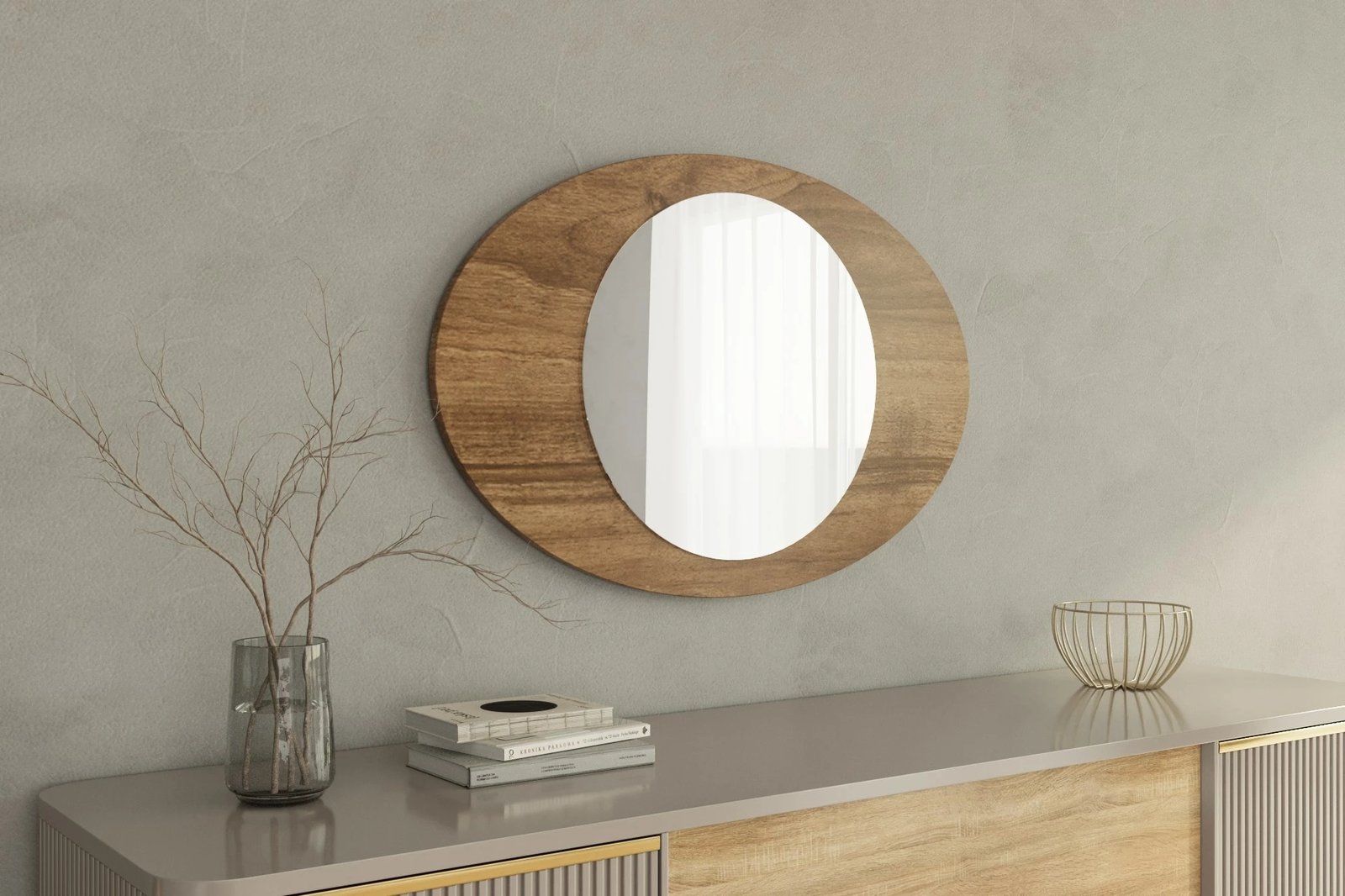 Pasqyrë dekorative, ngjyrë arre, Obble, Skye Decor