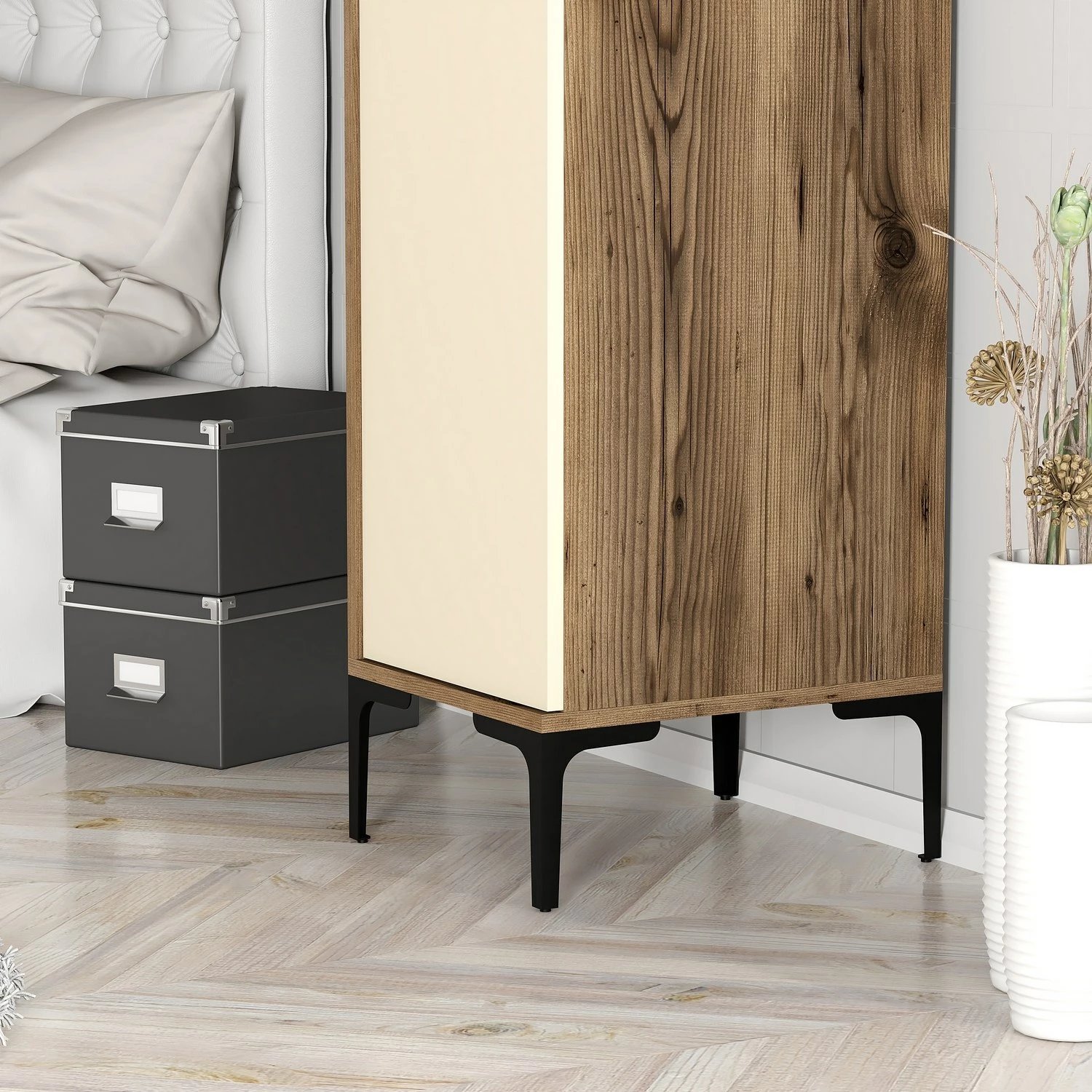 Dollap Skye Decor, Kumsal S, ngjyrë arre dhe krem