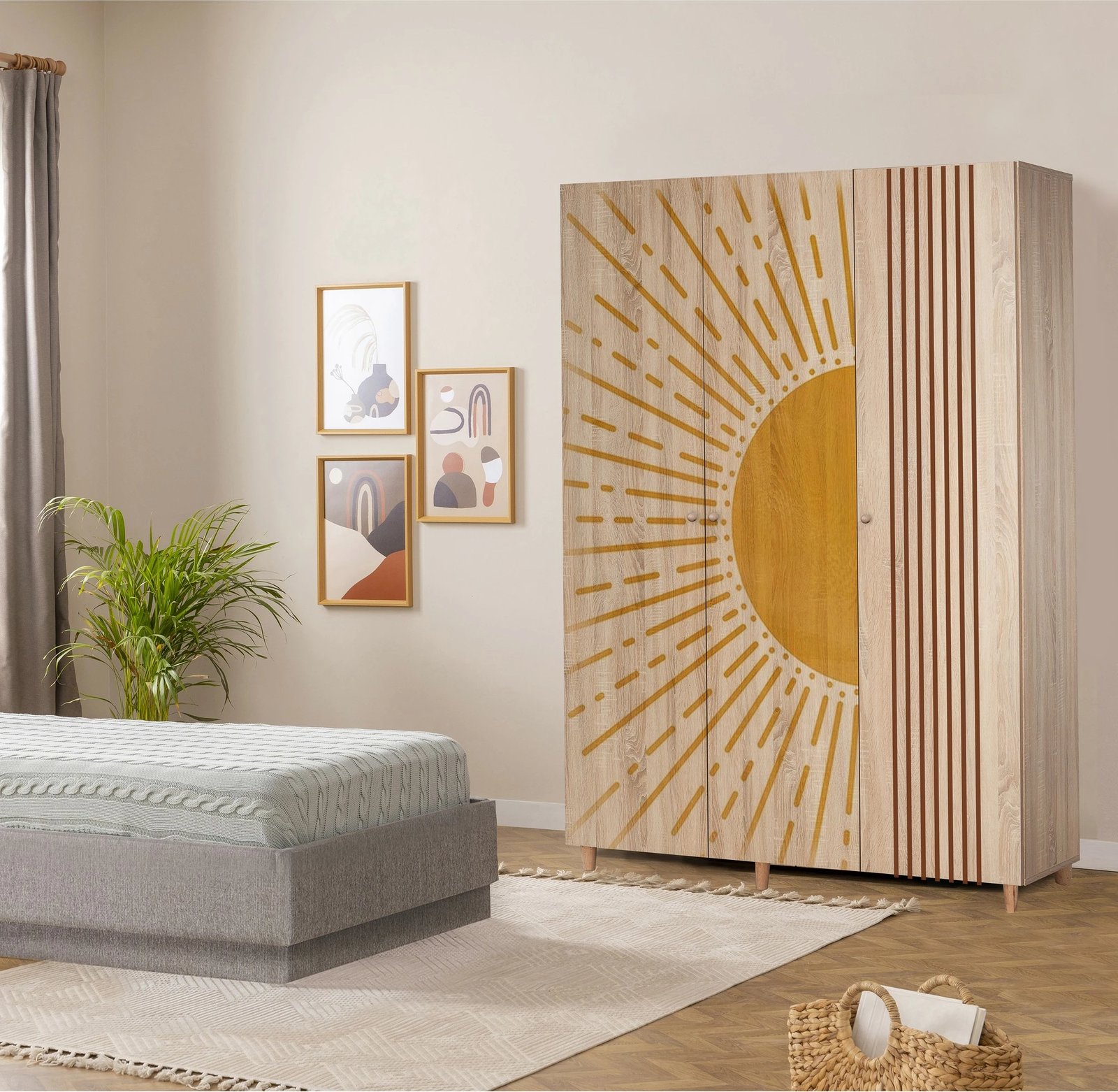 Dollap Lena 3, ngjyrë sonomo, Skye Decor - 135x192x52cm