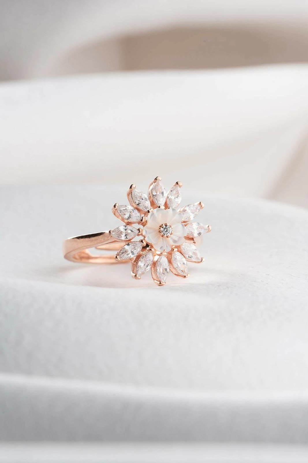 Unazë argjendi me gur trëndafili, NRZ1000244