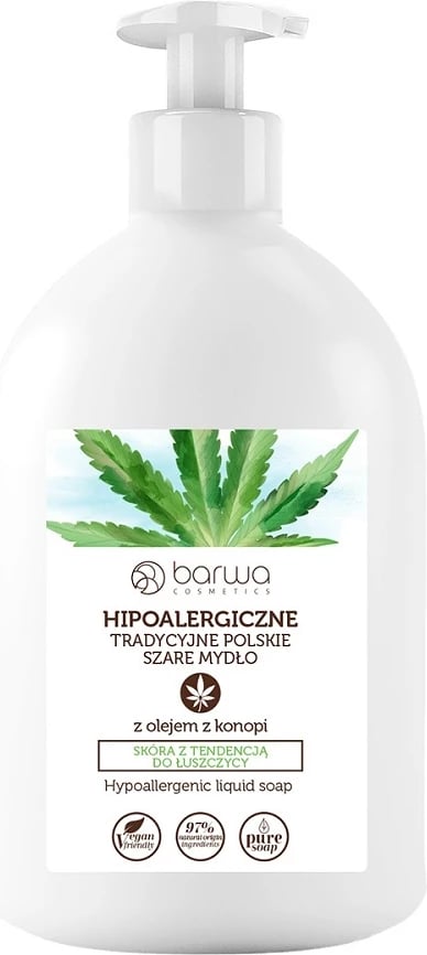 Sapun i lëngshëm Barwa Hypoallergenic Traditional Polish Gray me vaj kërpi për femra 500ml