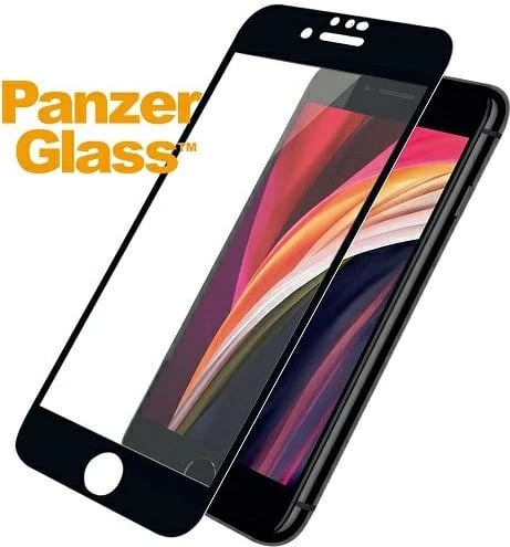 Xham i temperuar PanzerGlass E2E Super+ për iPhone 6/6s/7/8/SE 2020/SE 2022, me kornizë të zezë