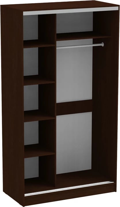 Dollap me dy dyer rrëshqitëse, pasqyrë, ngjyrë wenge, 120x60x220cm